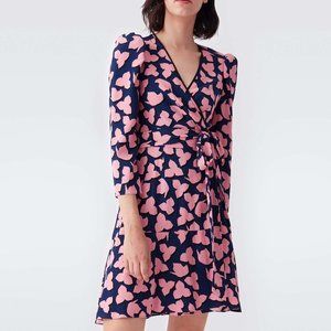 DVF Charlene Crepe Mini Wrap Dress in Leaf Shadow